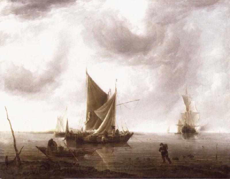 REMBRANDT Harmenszoon van Rijn Ships at Anchor on a Calm Sea Spain oil painting art